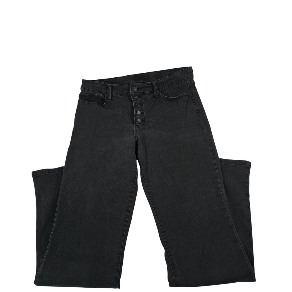 Lucky Brand Stevie High Rise Flare Jeans Washed Black Button Fly Womens 14/32 R